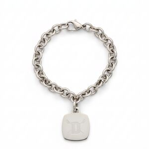Tiffany and Co Engraved D Charm Bracelet Size 7.5